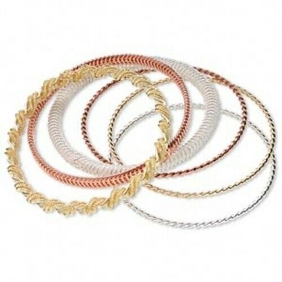 Wholesale 6 Gold Silver Copper Metal Bangle Bracelets - Picture 1 of 1